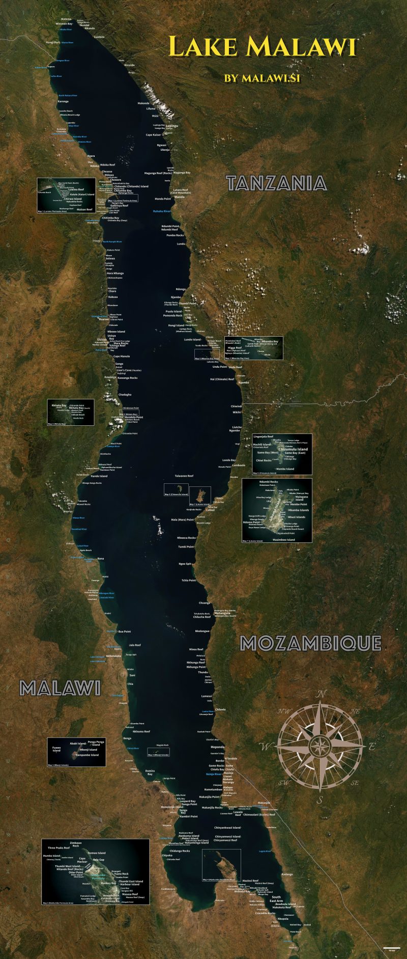 Lake Malawi Locations Poster
